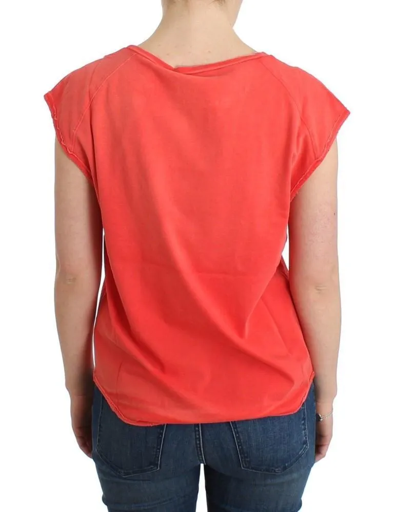 Orange cap sleeve cotton t-shirt