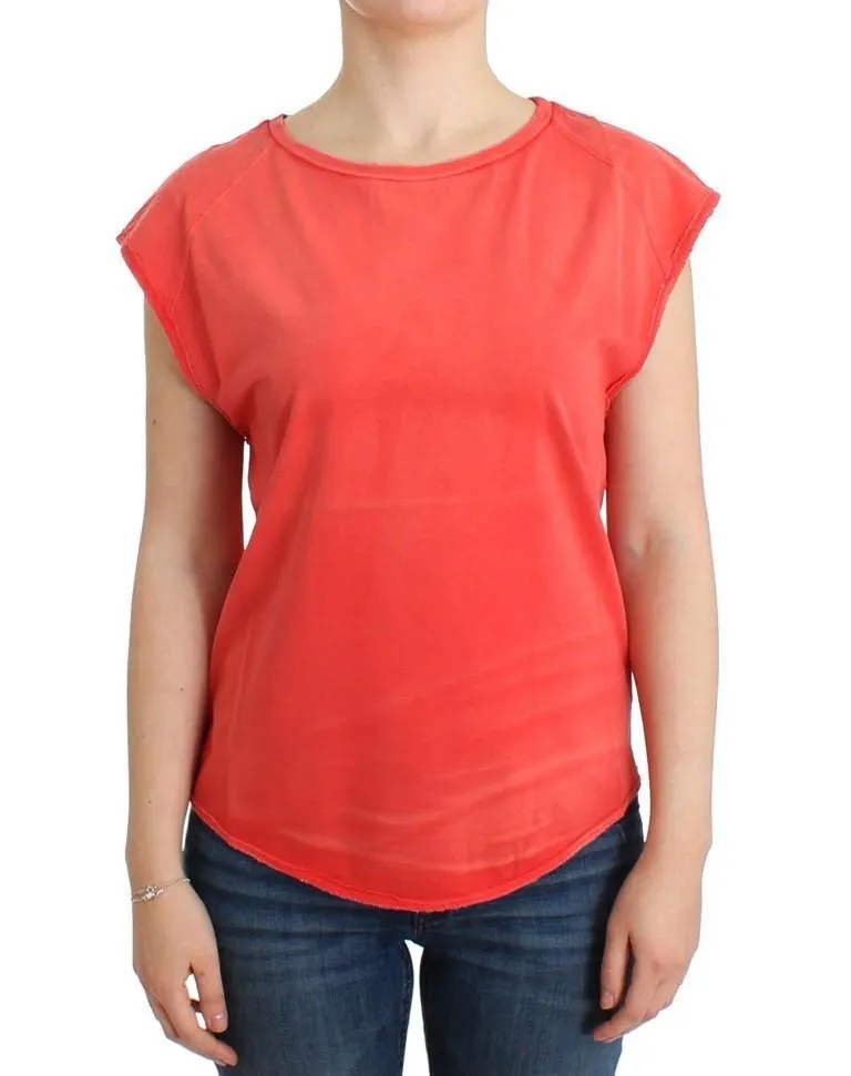 Orange cap sleeve cotton t-shirt