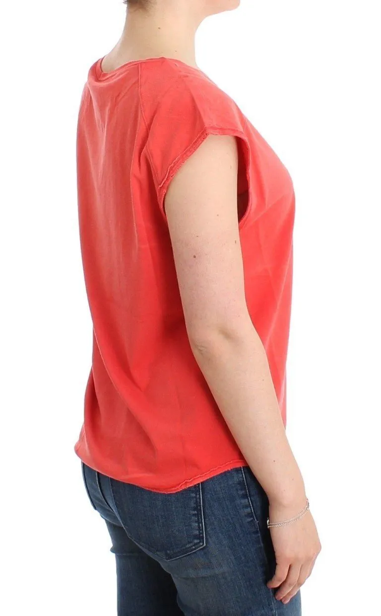 Orange cap sleeve cotton t-shirt