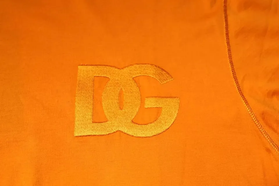 Orange Logo Cotton Crew Neck T-shirt