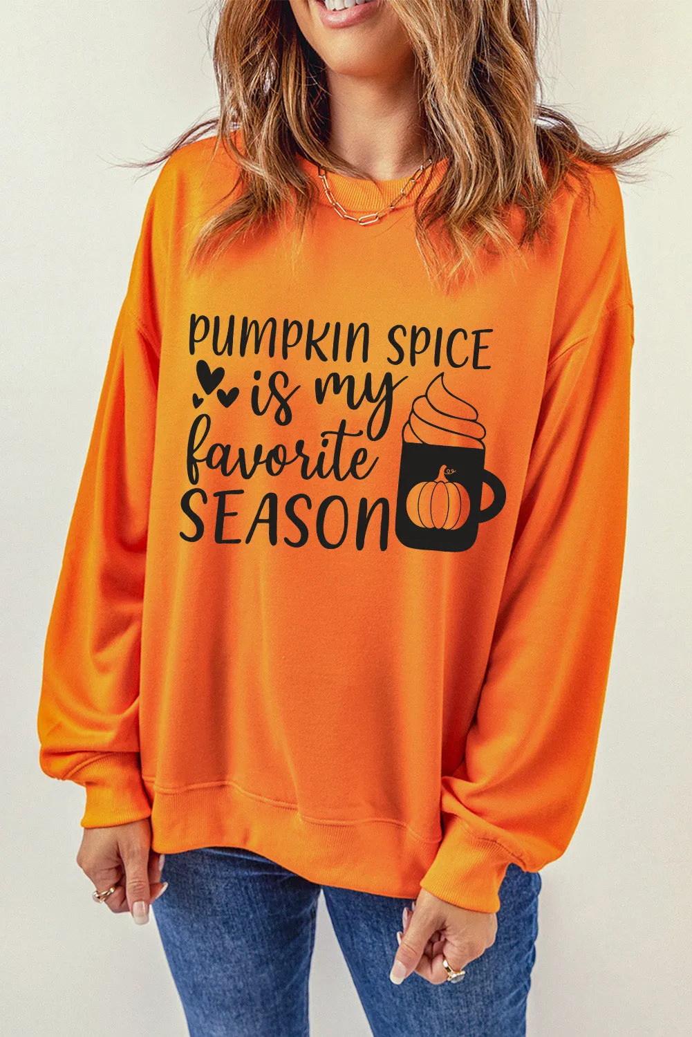 Orange Pumpkin Spice Is My Favorite Season Graphic Sweatshirt