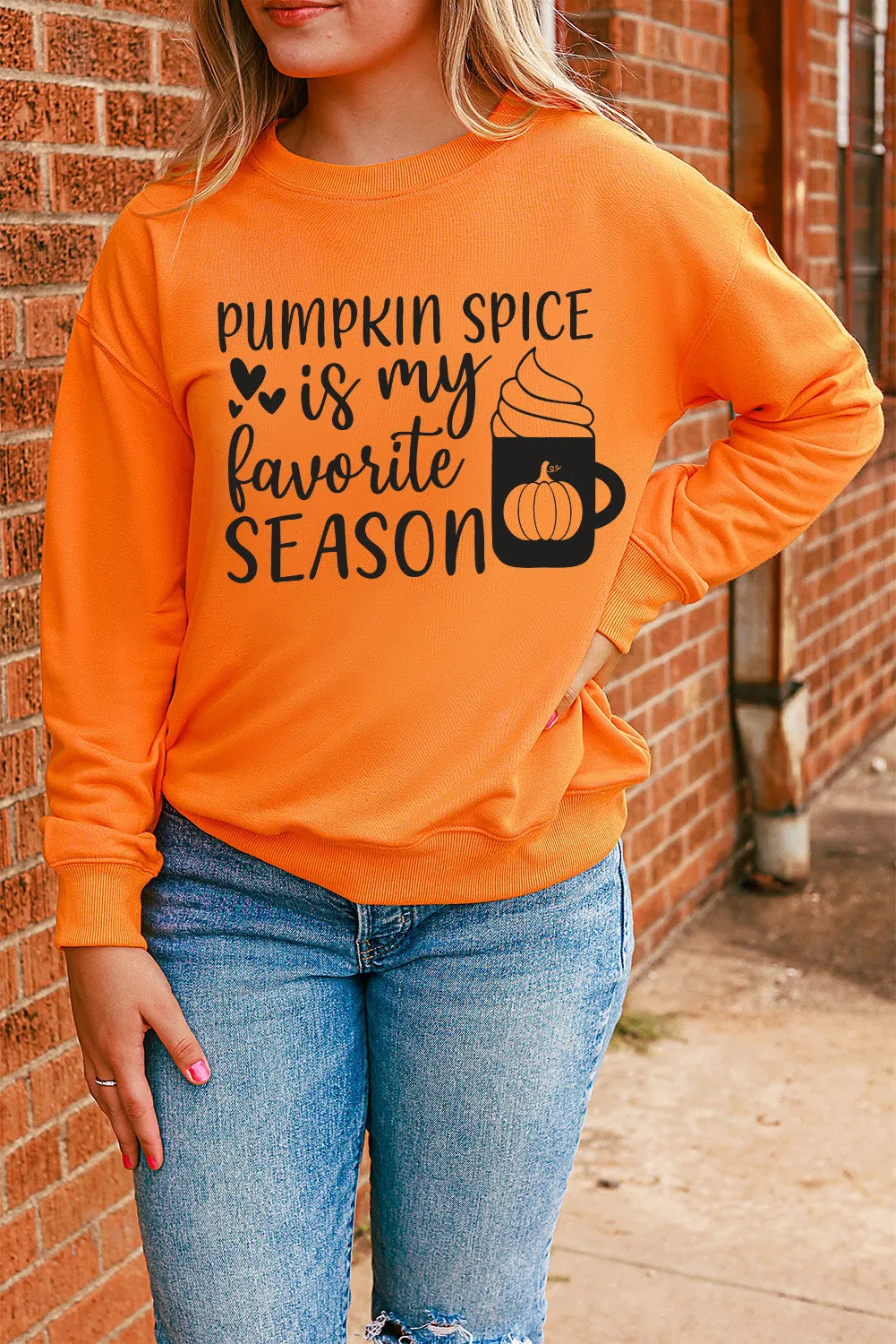 Orange Pumpkin Spice Is My Favorite Season Graphic Sweatshirt