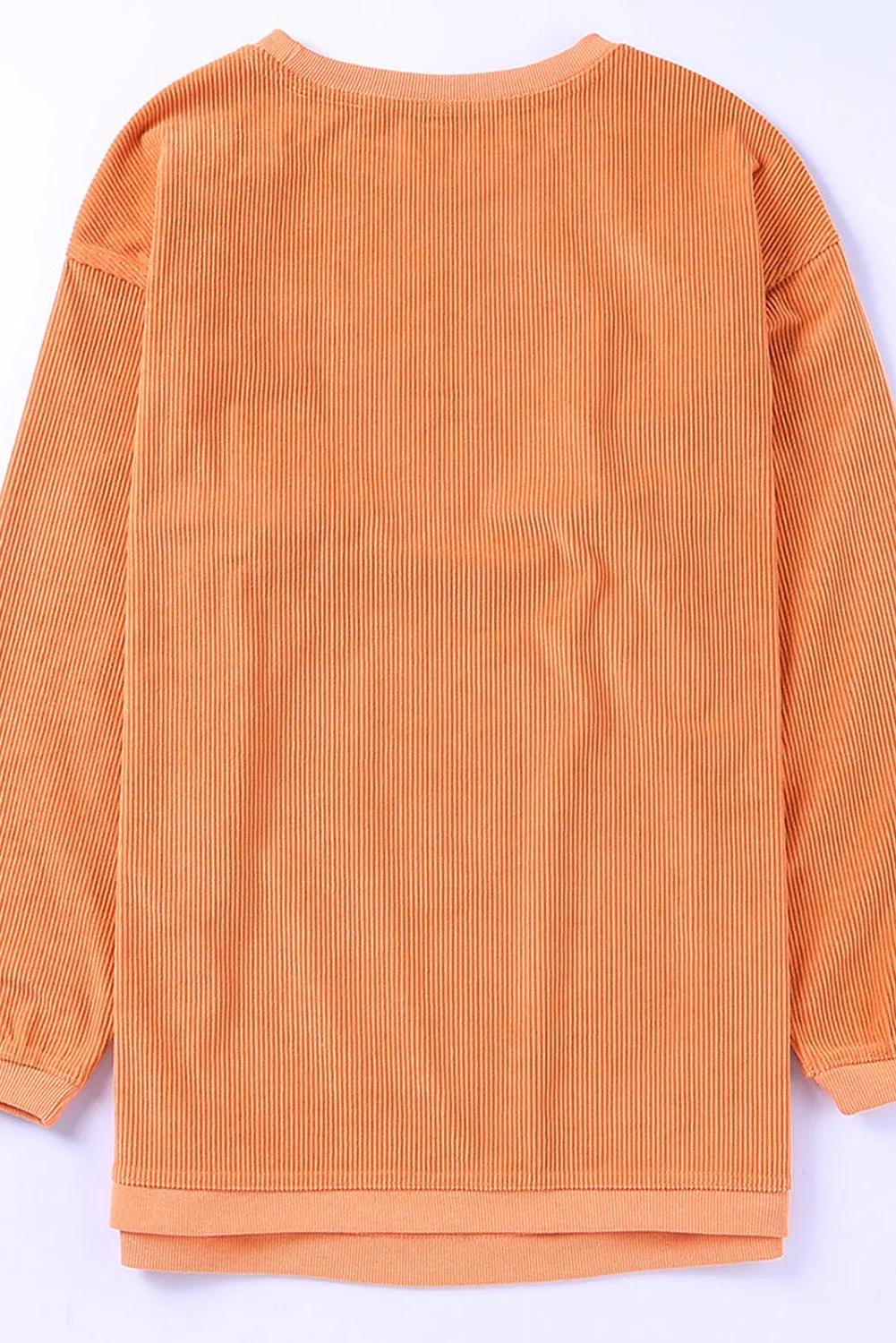 Orange Star Graphic Drop Shoulder Corded Sweatshirt