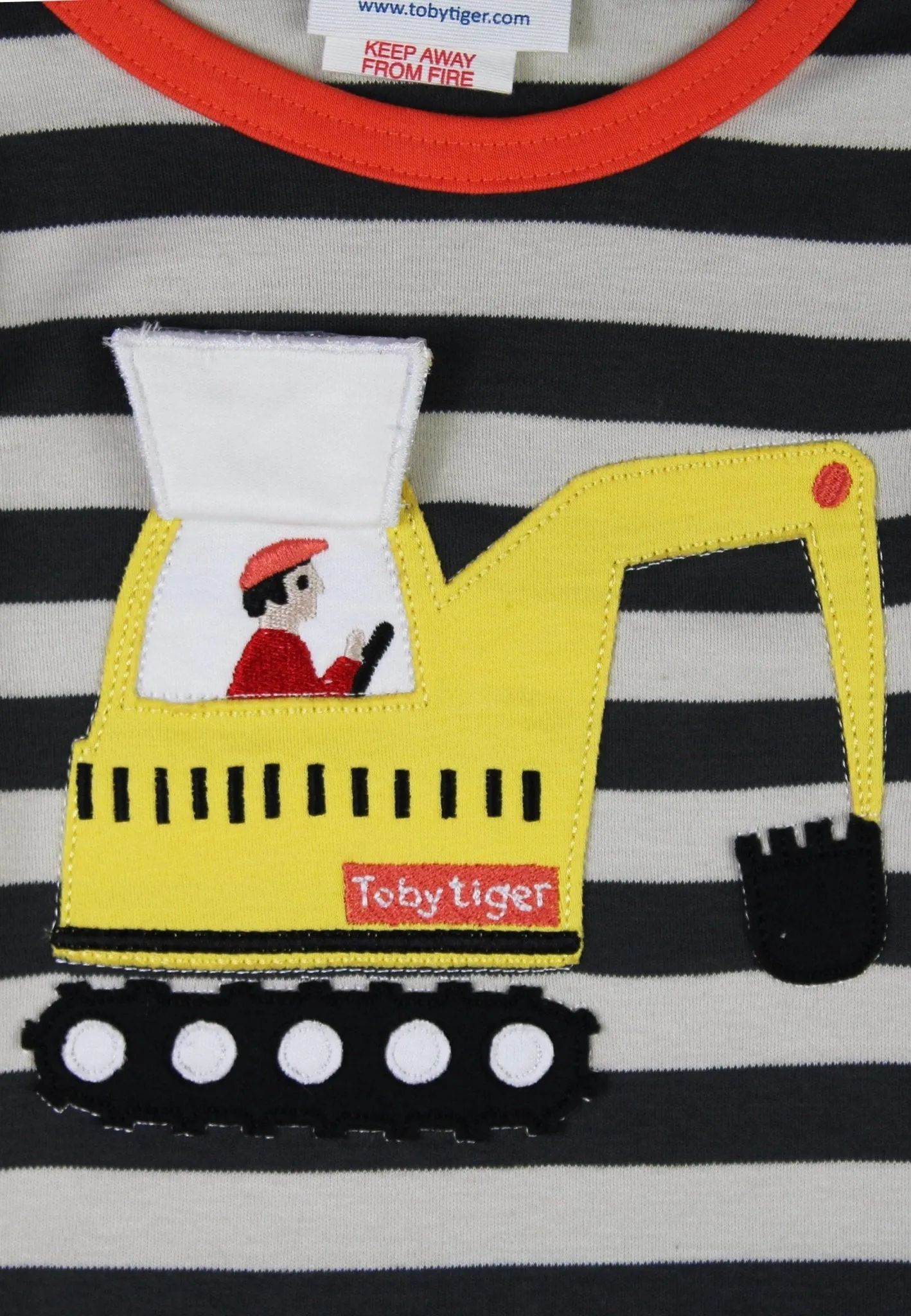 Organic Grey Digger Applique Long-Sleeved T-shirt