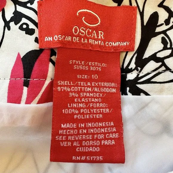 Oscar de la Renta Floral A Line Skirt Pink Yellow Black White Daisy Flower 10