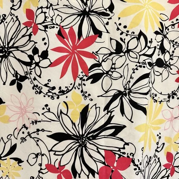 Oscar de la Renta Floral A Line Skirt Pink Yellow Black White Daisy Flower 10