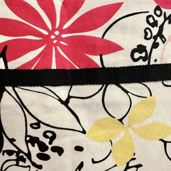 Oscar de la Renta Floral A Line Skirt Pink Yellow Black White Daisy Flower 10