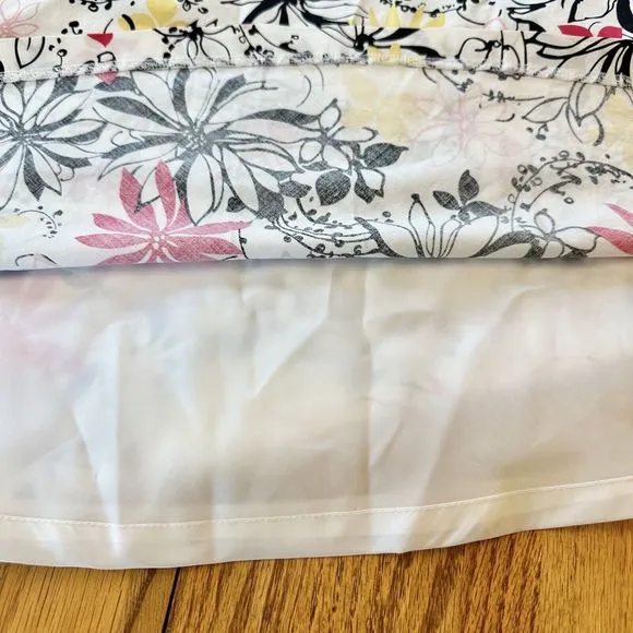 Oscar de la Renta Floral A Line Skirt Pink Yellow Black White Daisy Flower 10