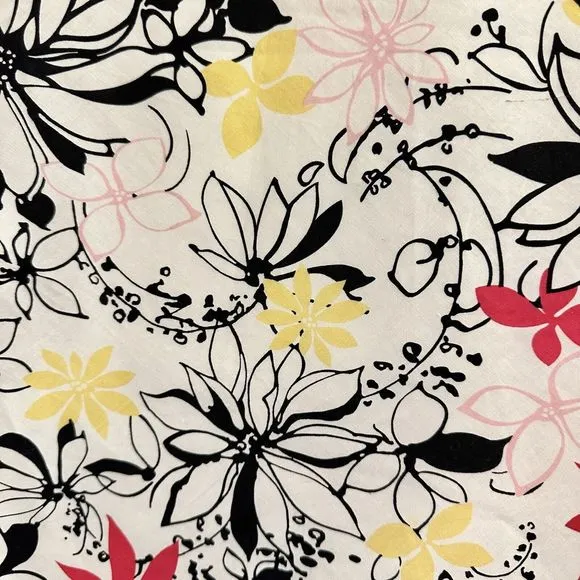Oscar de la Renta Floral A Line Skirt Pink Yellow Black White Daisy Flower 10