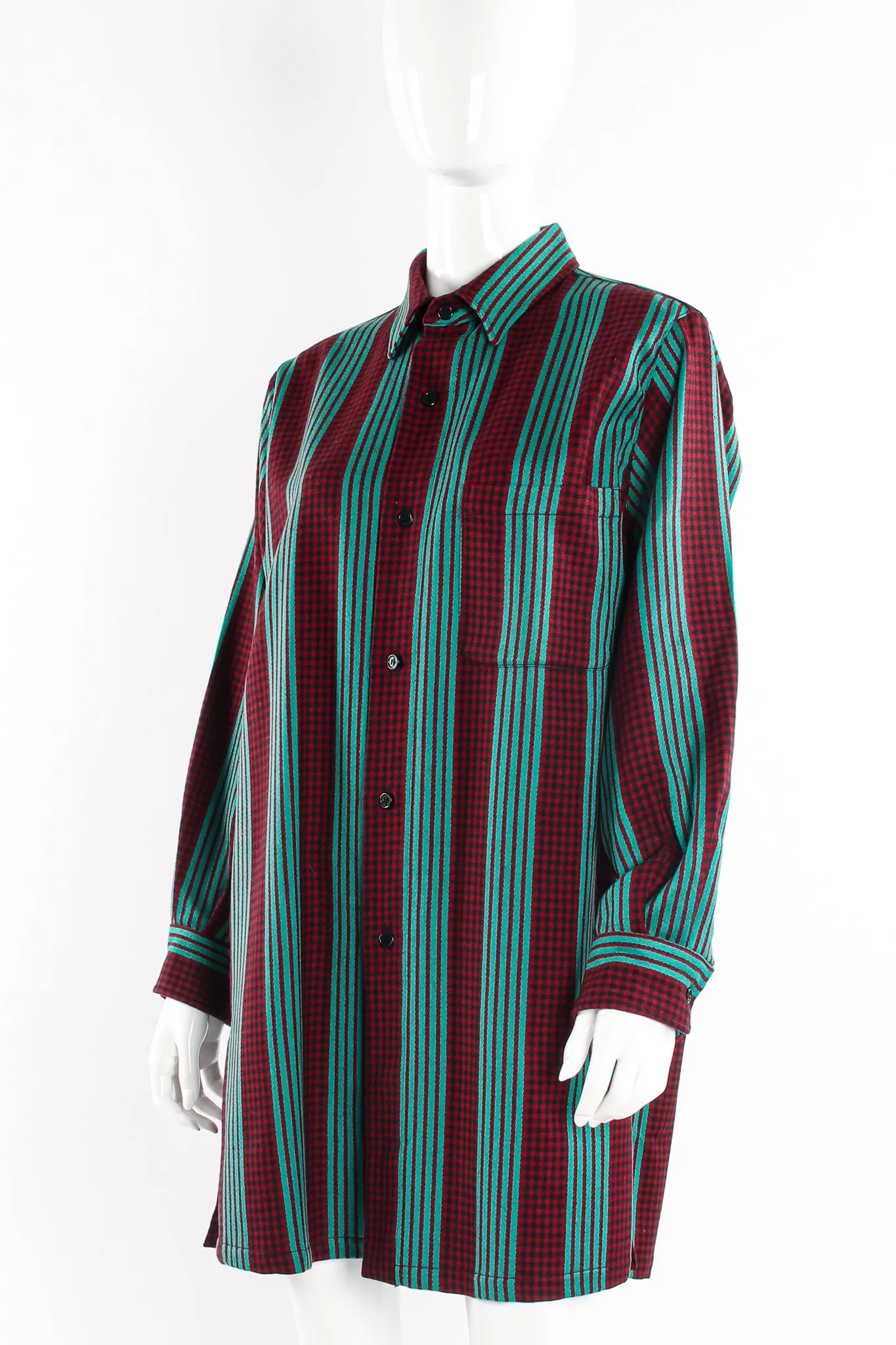 Oversized Striped Plaid Shirt