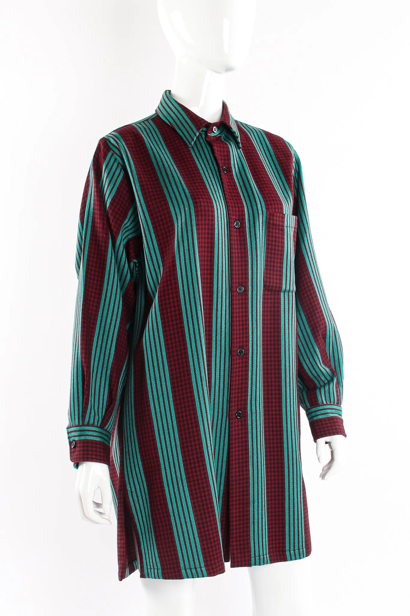 Oversized Striped Plaid Shirt