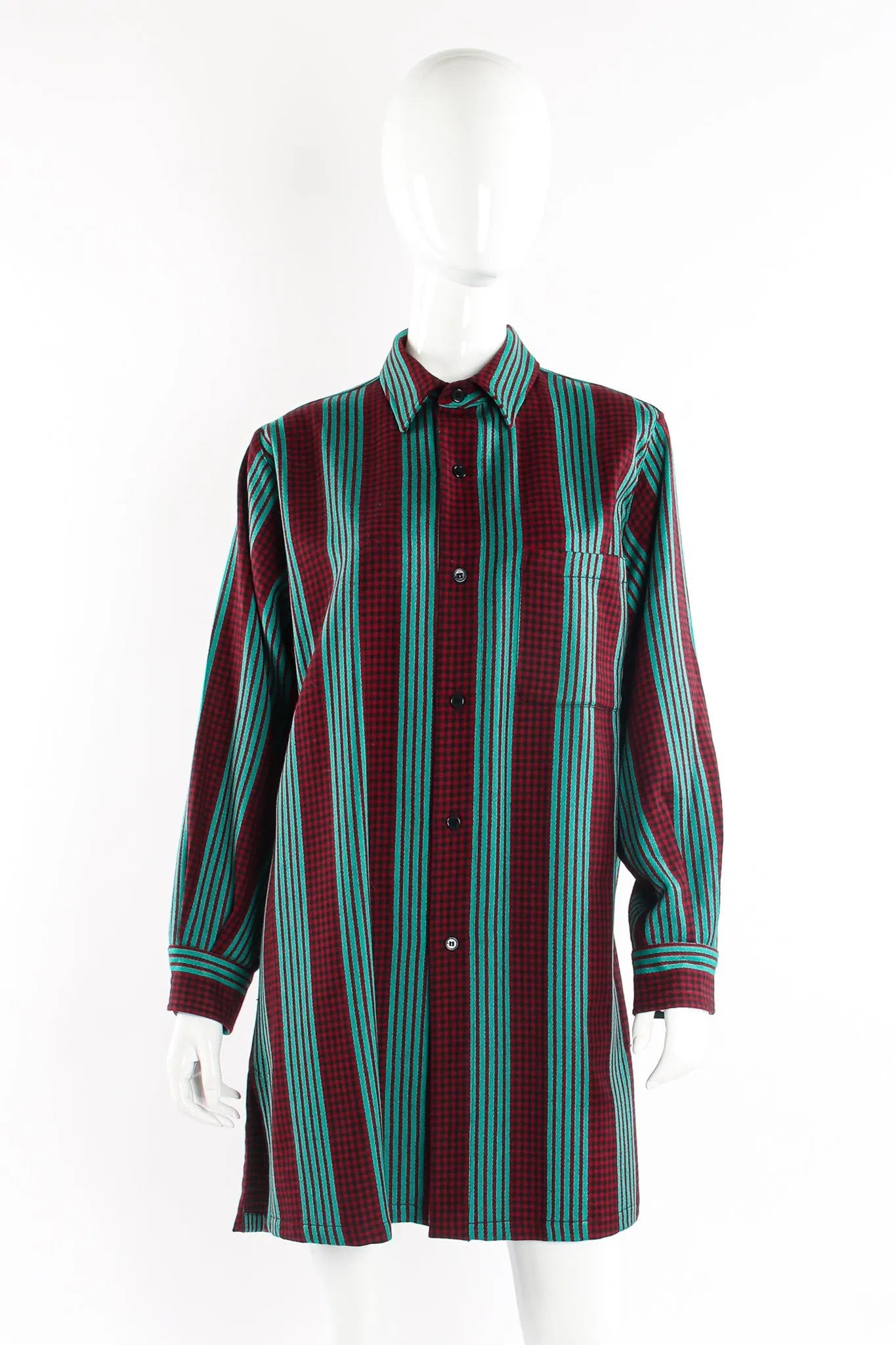 Oversized Striped Plaid Shirt