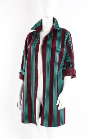 Oversized Striped Plaid Shirt