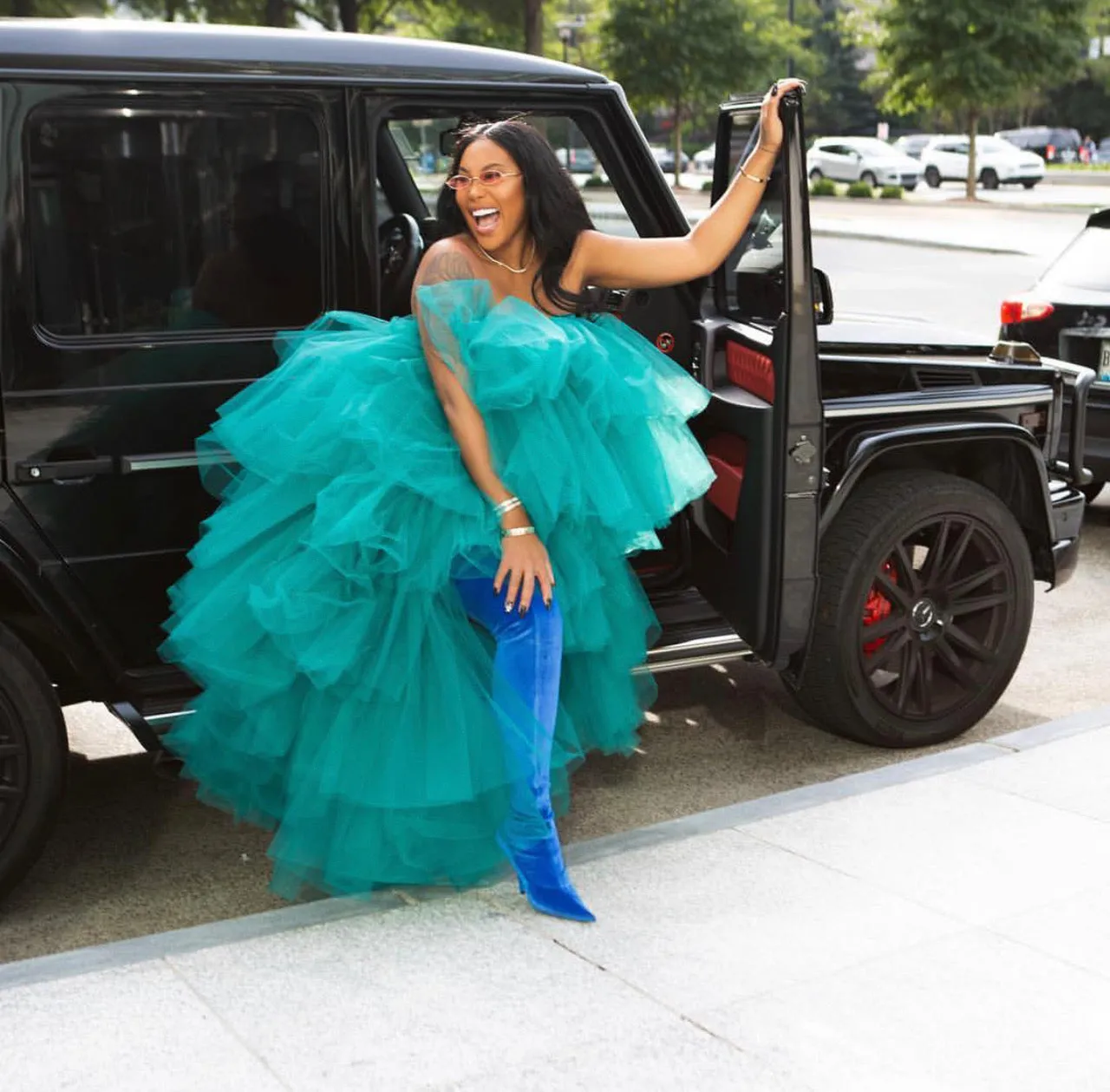 Oyemwen Tiered High Low Tulle Maxi Tutu Dress Green (Custom Colors Available)