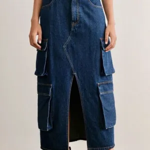Papermoon Maxi Denim Skirt Size Medium