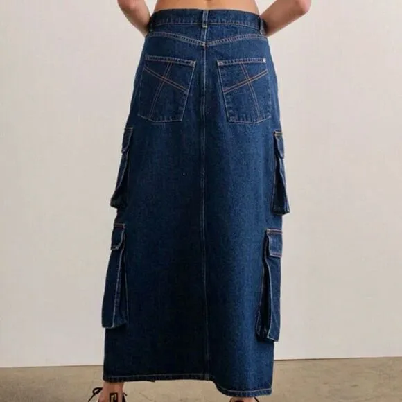 Papermoon Maxi Denim Skirt Size Medium
