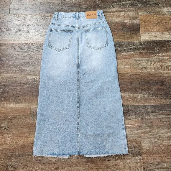 PARKE DENIM MAXI SKIRT WITH SLIT SIZE XS