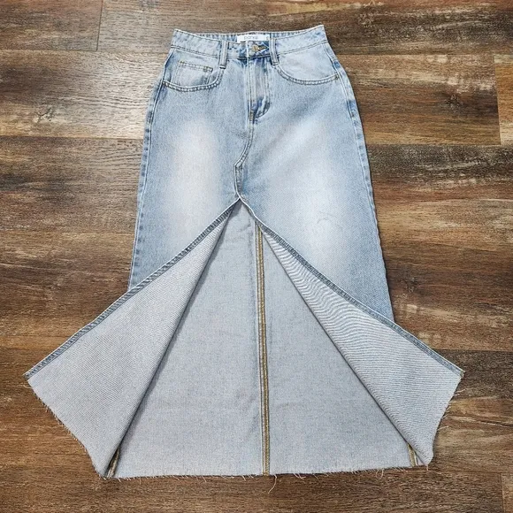 PARKE DENIM MAXI SKIRT WITH SLIT SIZE XS