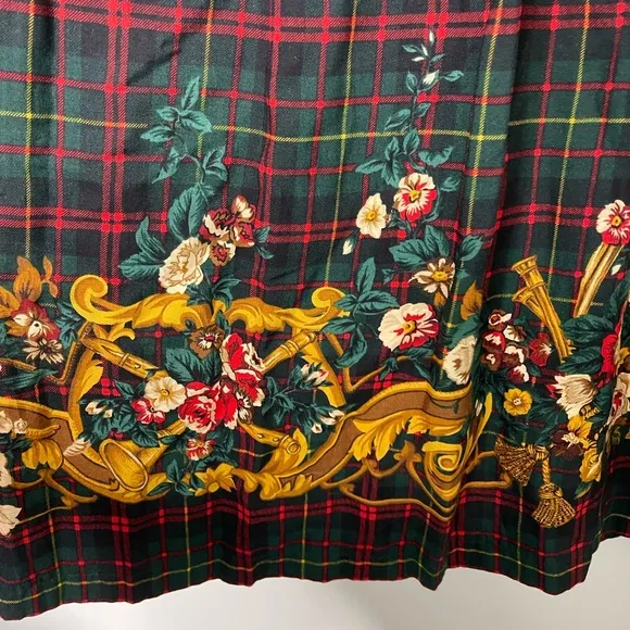 PENDLETON VTG Womens Maxi Rayon Skirt Tartan Floral Tassel Print Size 10 Preppy
