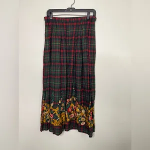 PENDLETON VTG Womens Maxi Rayon Skirt Tartan Floral Tassel Print Size 10 Preppy