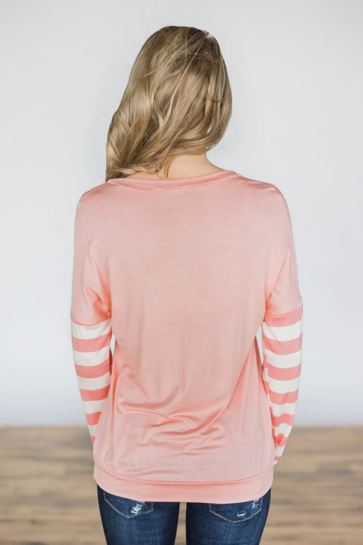Perfectly Pink Striped Sleeve Top