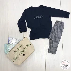 Personalised Name Striped Leggings Lounge Set - navy/white