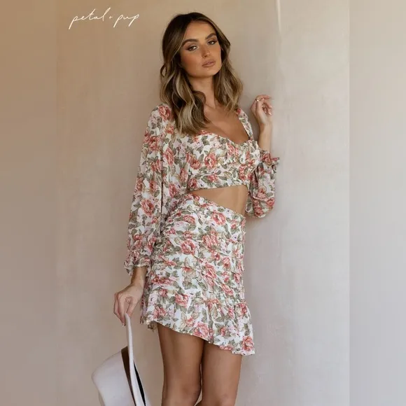 Petal &amp; Pup Floral Two Piece Skirt Set - Adalicia Crop Top &amp; Hasse Mini Skirt