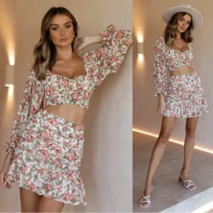 Petal &amp; Pup Floral Two Piece Skirt Set - Adalicia Crop Top &amp; Hasse Mini Skirt
