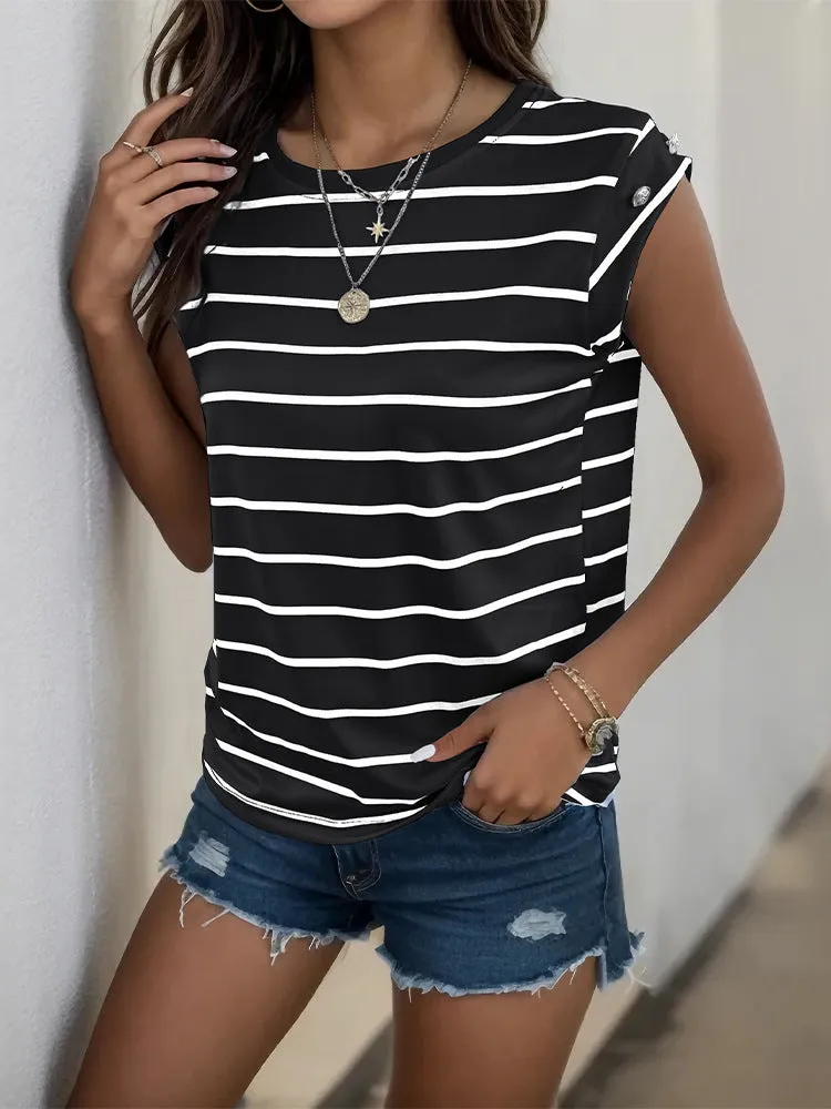 Petite Sleeveless Striped T-Shirt PCD23