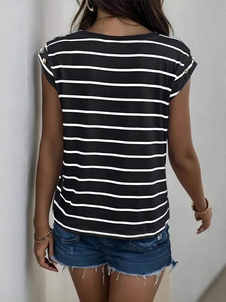 Petite Sleeveless Striped T-Shirt PCD23