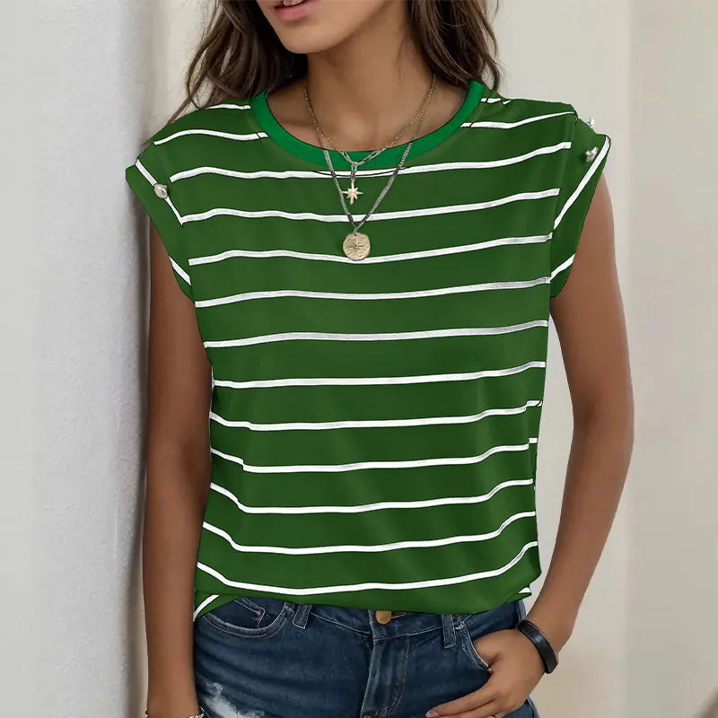 Petite Sleeveless Striped T-Shirt PCD23