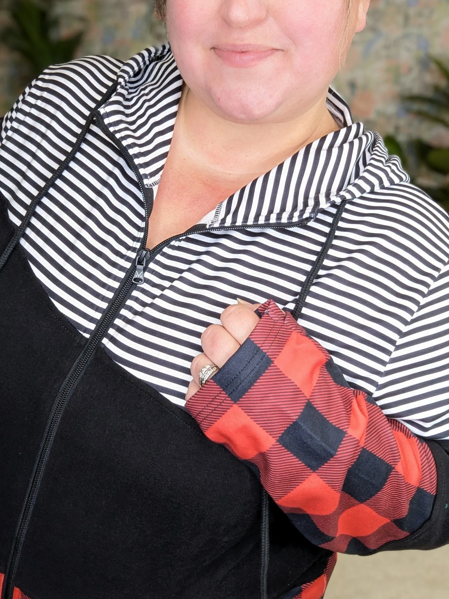 PHC Triple Stretch Buffalo Plaid   Stripe Full Zip Hoodie