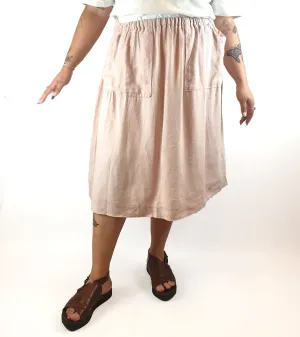 Pink linen feel high waisted skirt fits 14-16
