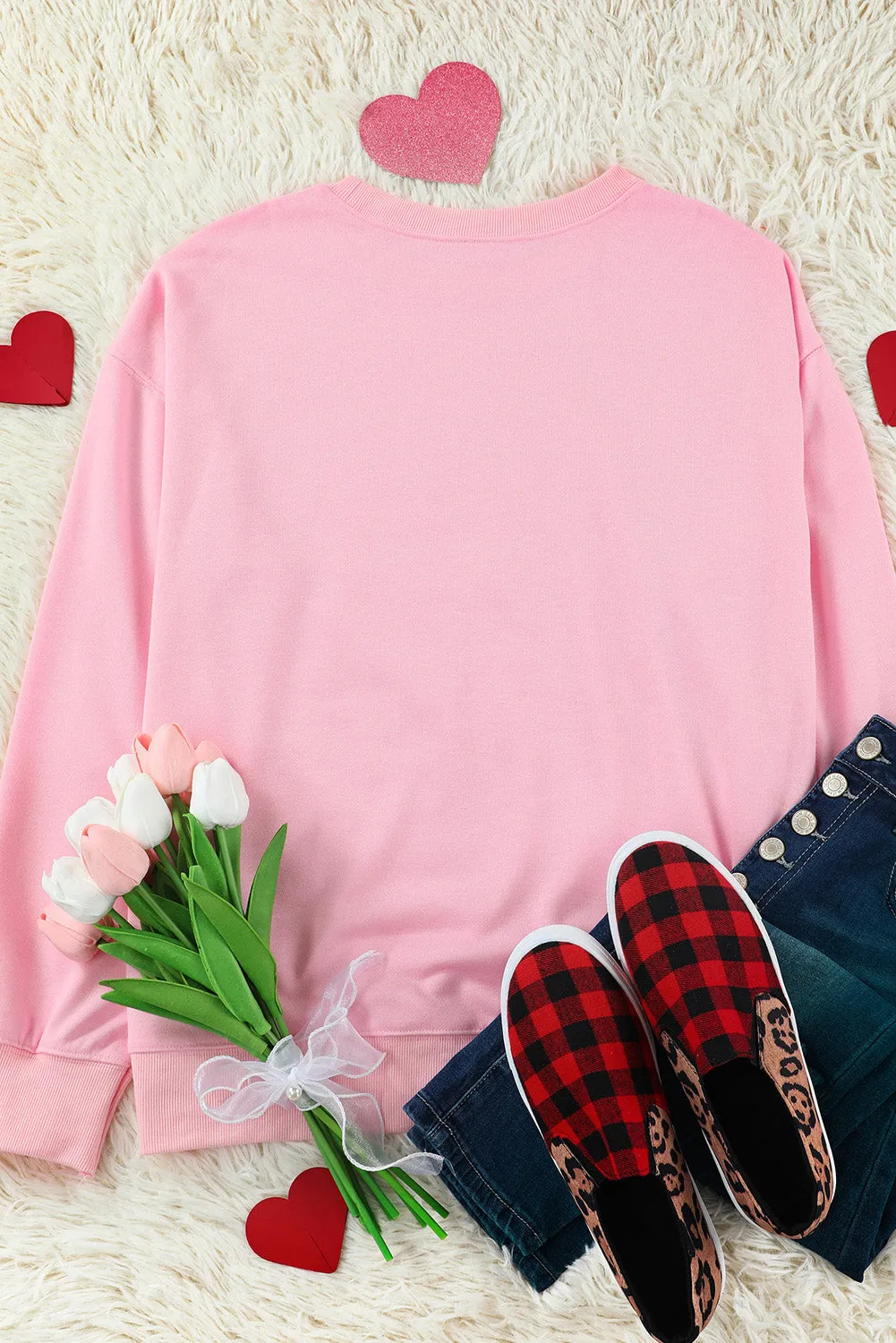 Pink Sequined Coffee is my Valentine Graphic Pullover Sweatshirt