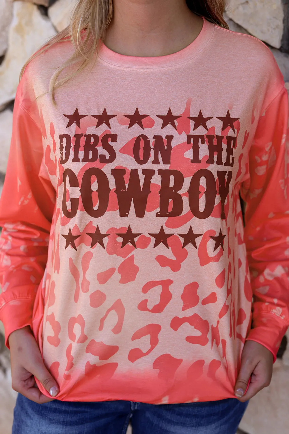 Pink Slogan Cheetah Bleached Print Crewneck Sweatshirt