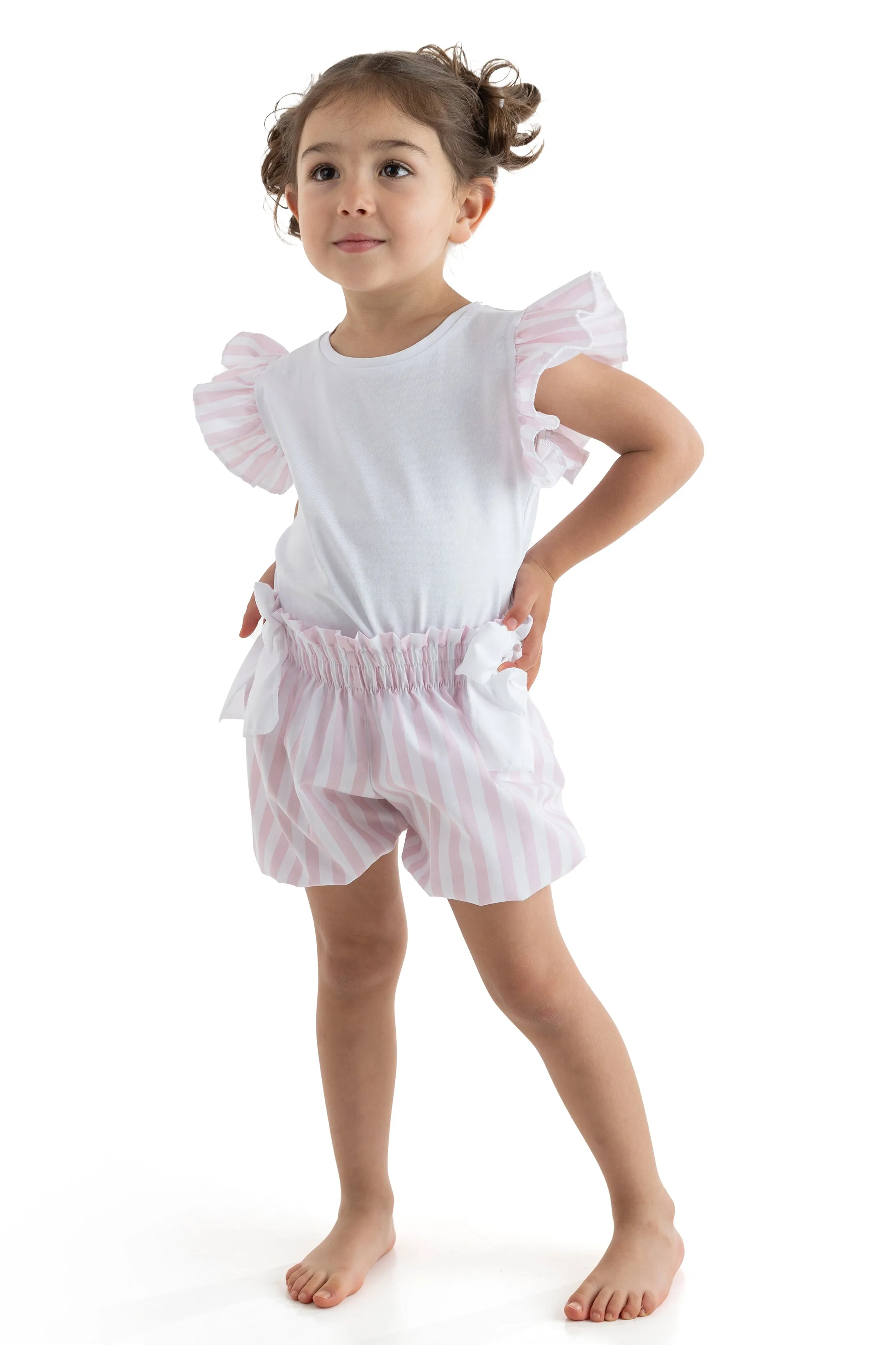 PINK STRIPES Cotton T-Shirt & Shorts