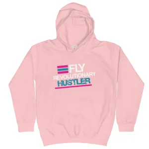 Pink, Teal, Blue, Flamingo, White, Graphic Kids Hoodie