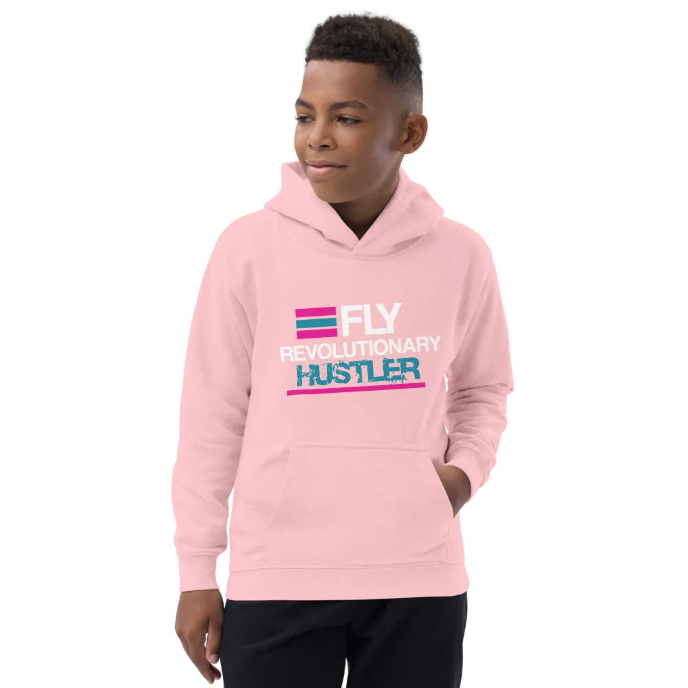 Pink, Teal, Blue, Flamingo, White, Graphic Kids Hoodie
