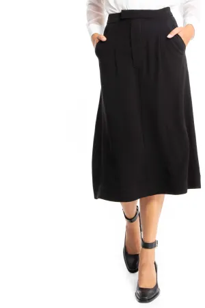 Pippa Black Midi A-line Skirt
