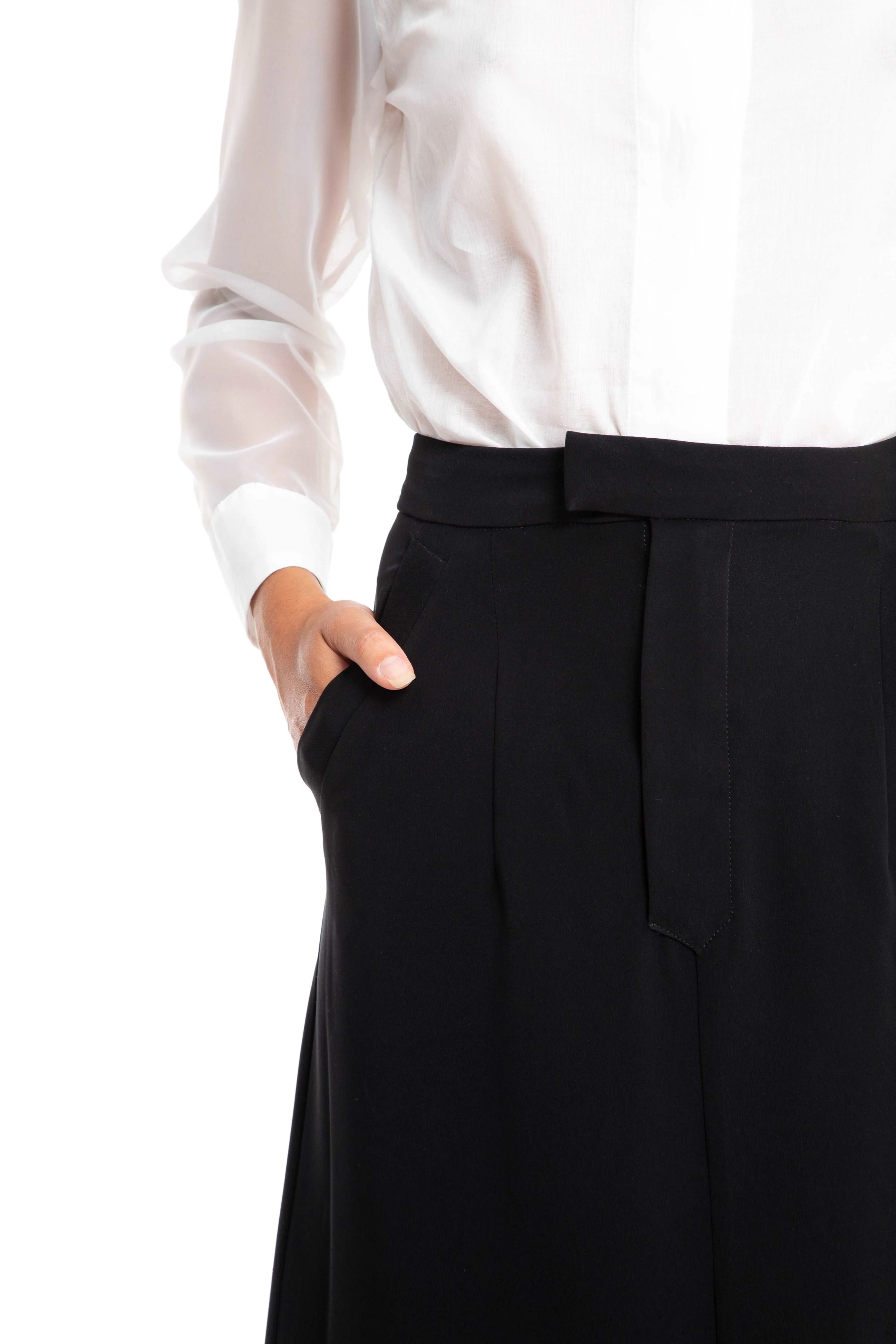 Pippa Black Midi A-line Skirt