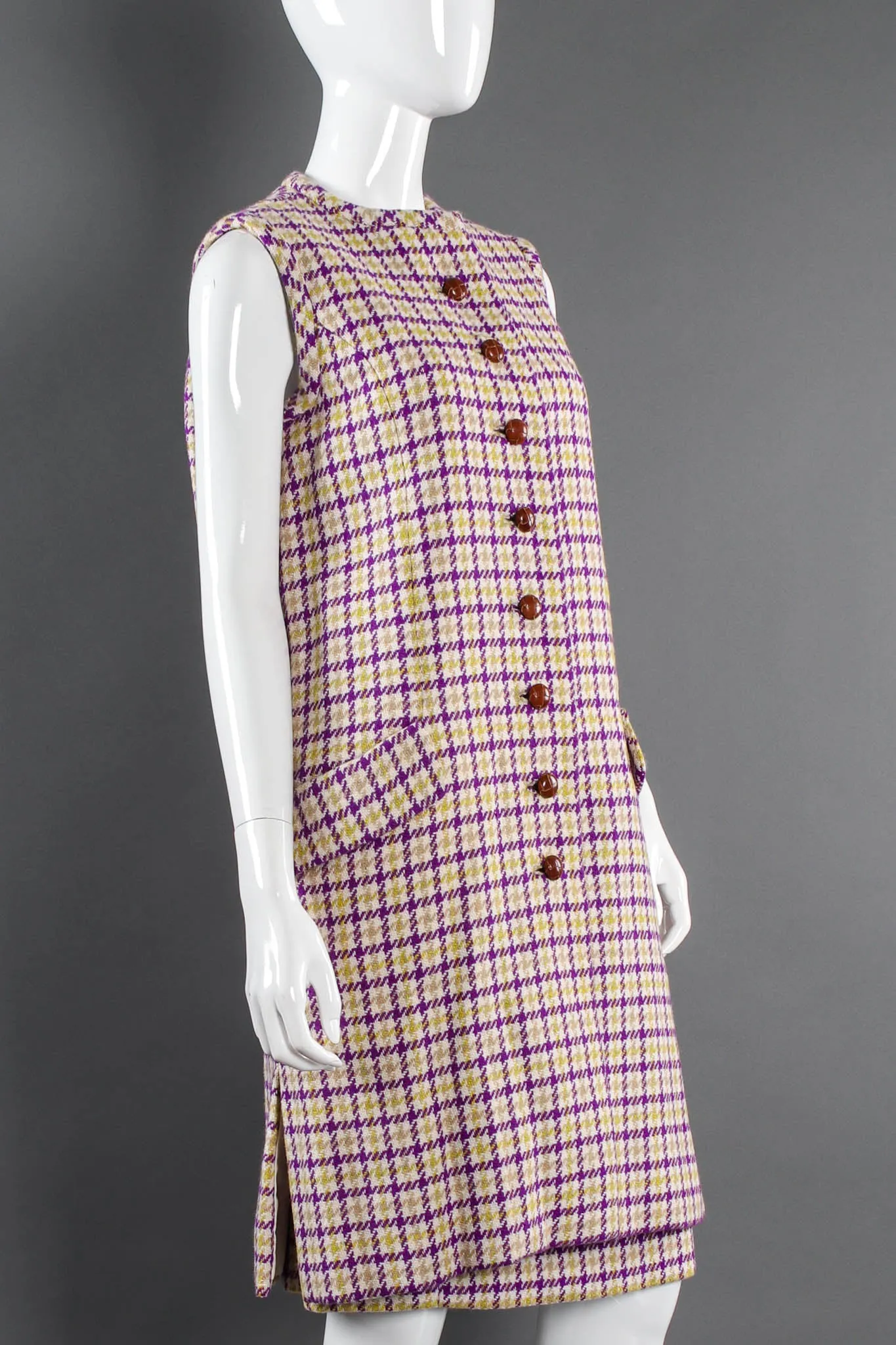 Plaid Tartan Vest Duster & Skirt Set