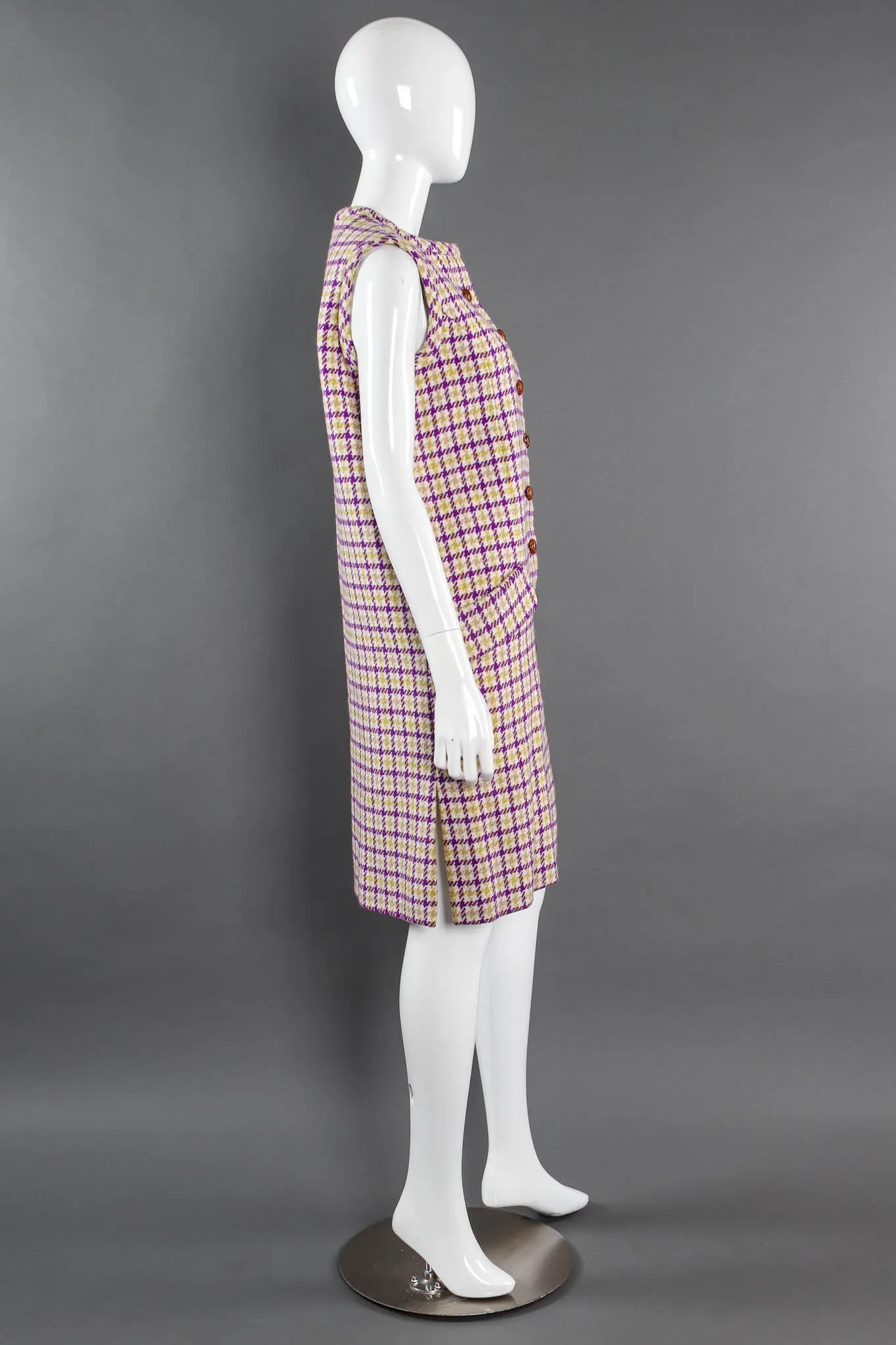 Plaid Tartan Vest Duster & Skirt Set