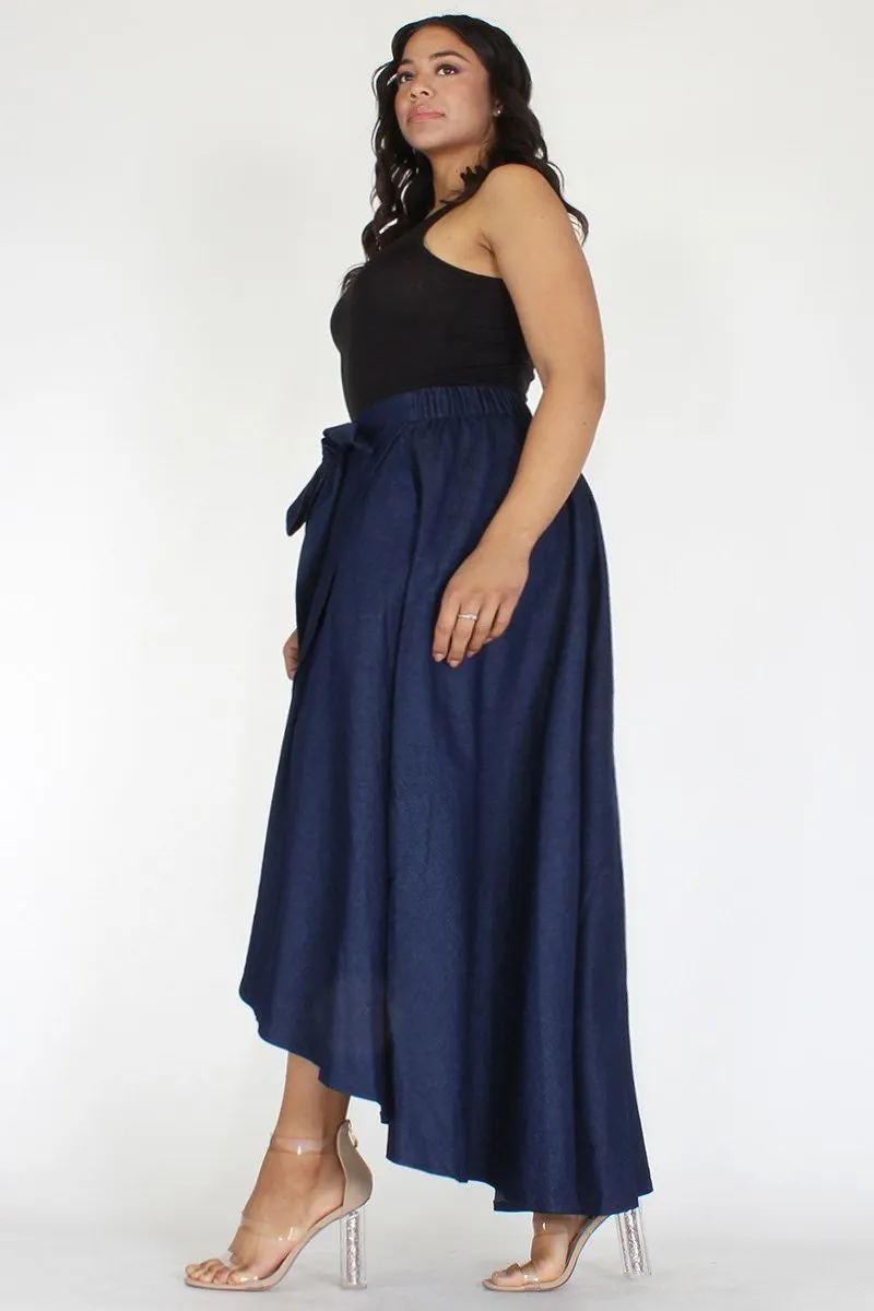Plus Size Denim High Waist Relaxed Maxi Skirt