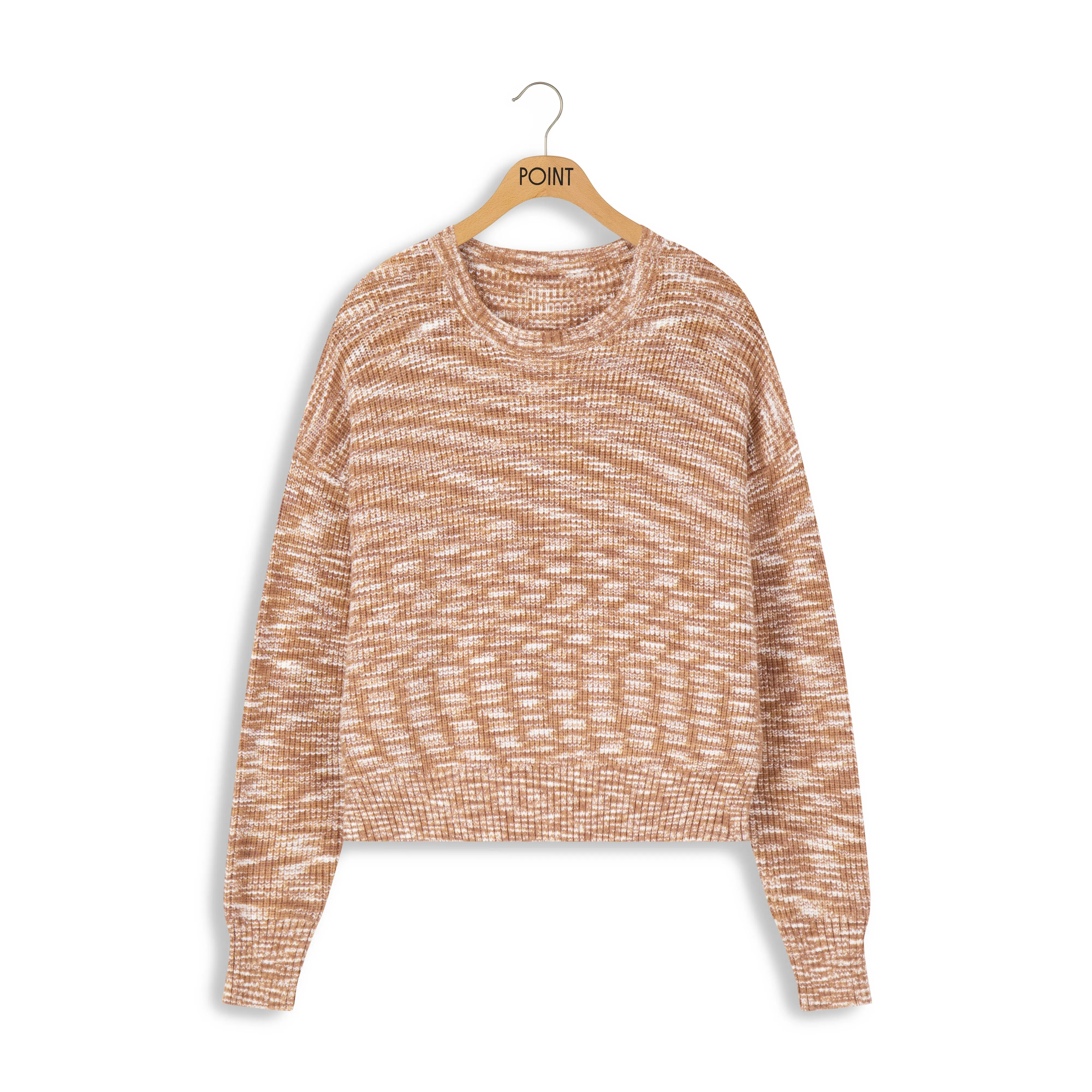 Point Marled Knit Sweater in Nutshell Combo