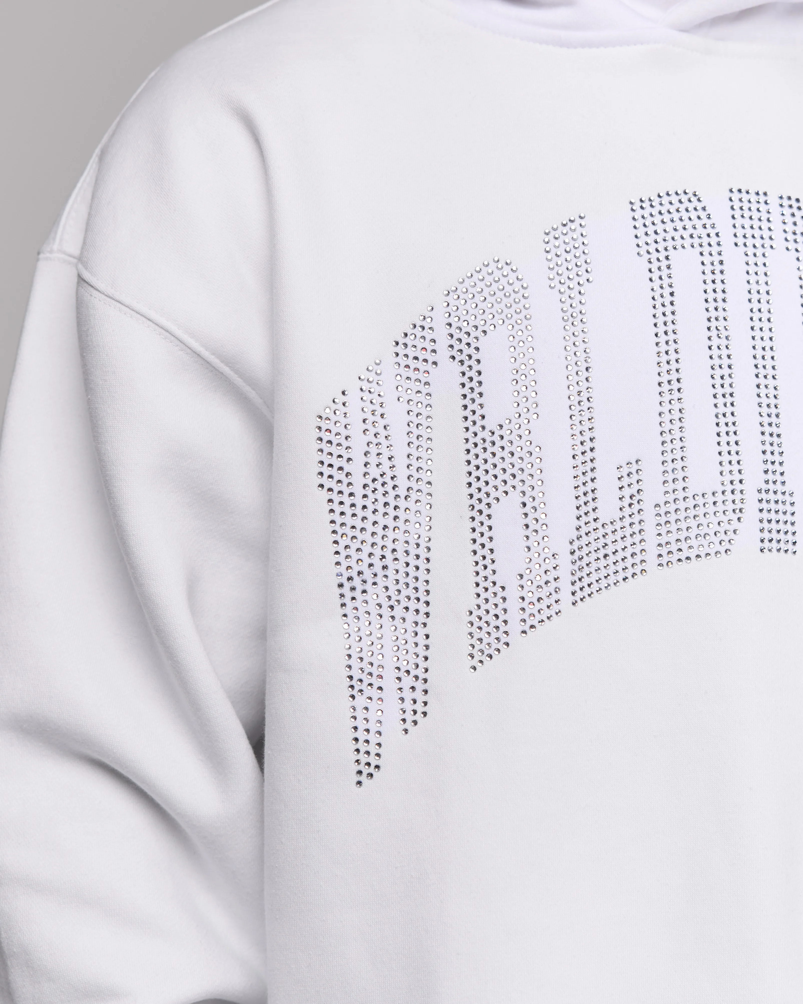 Premium “Stone” Oversized Hoodie (White/Rhinestone) [Boxy   Heavy]