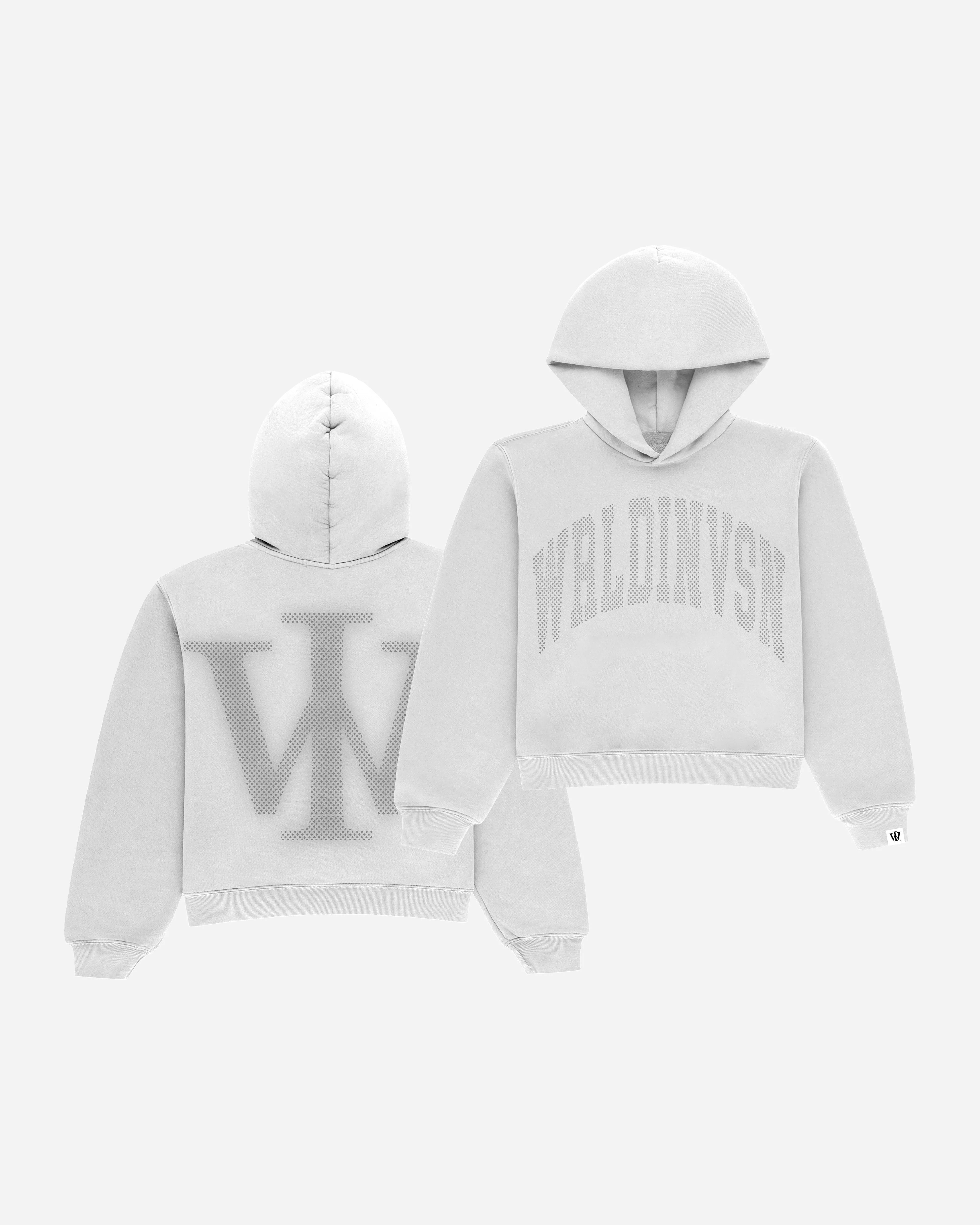 Premium “Stone” Oversized Hoodie (White/Rhinestone) [Boxy   Heavy]