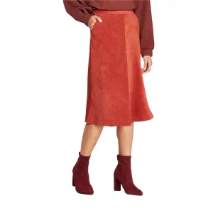 Prologue Women's Mid-Rise Midi A-Line Cord Mitered Skirt
