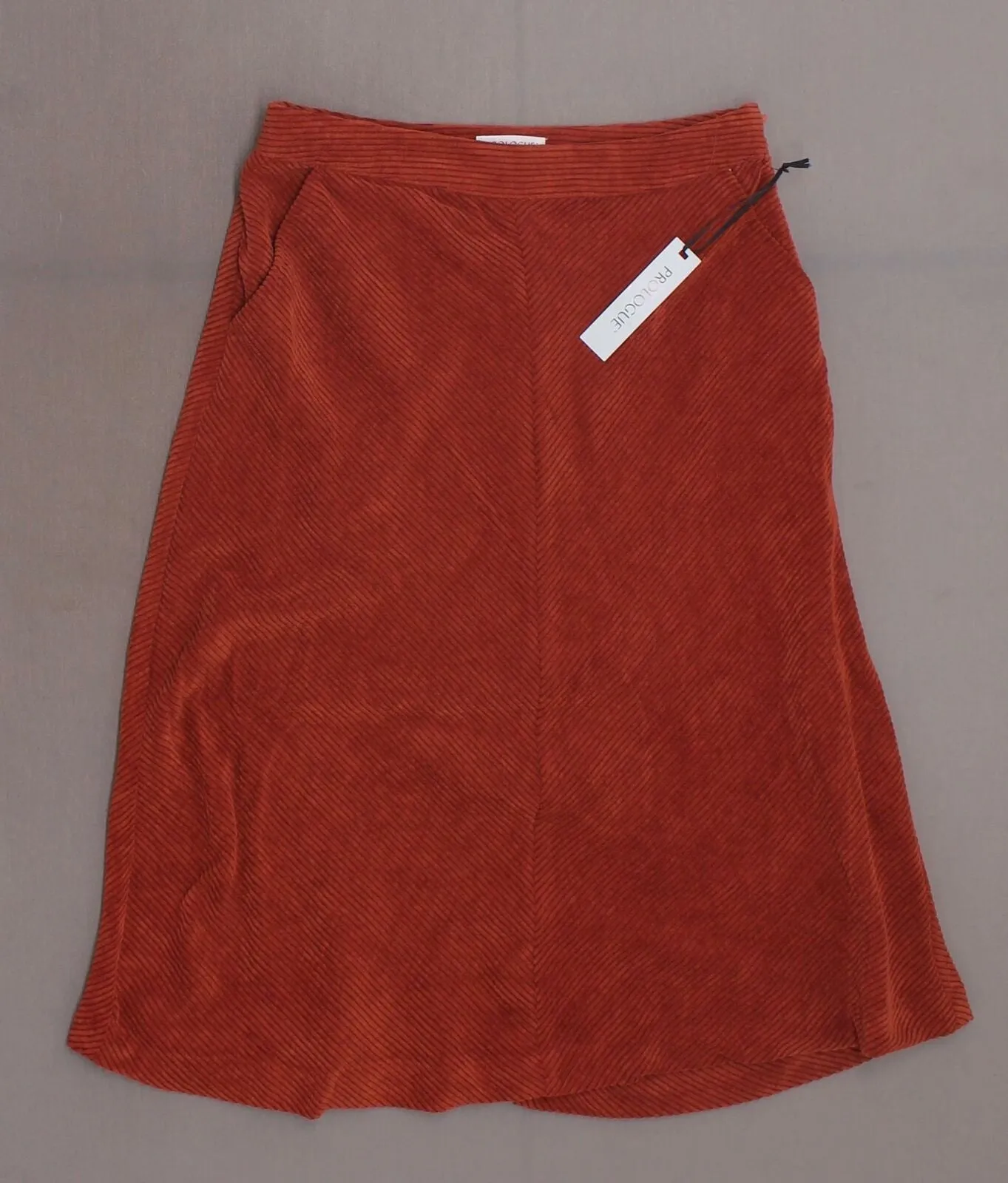 Prologue Women's Mid-Rise Midi A-Line Cord Mitered Skirt
