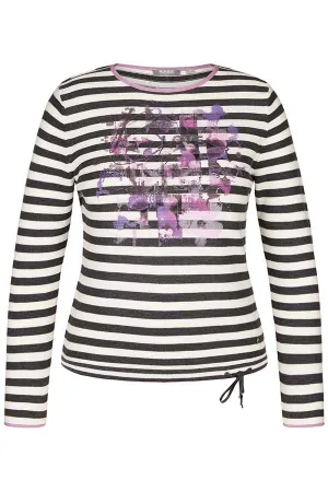PURPLE PRINT STRIPED T-SHIRT