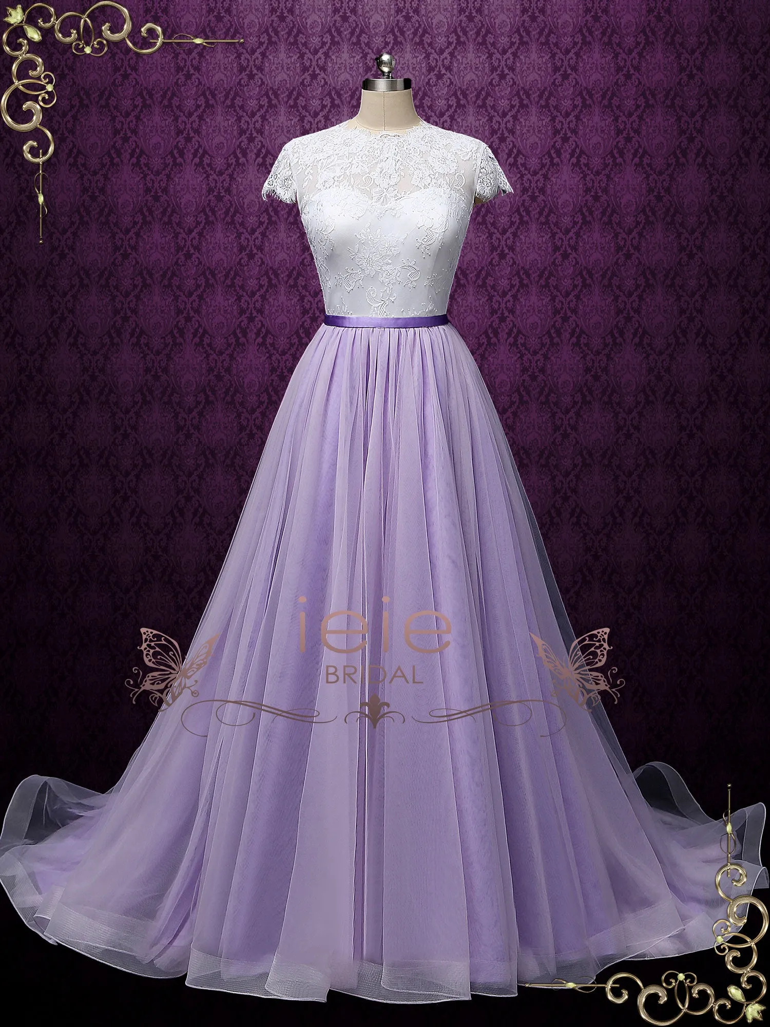 Purple Tulle Skirt with Horsehair Hem ZARIA